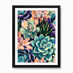 Succulents Plant Minimalist Illustration 4 Art Print