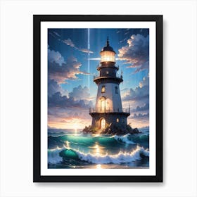 A Lighthouse In The Middle Of The Ocean 33 Art Print