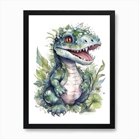 Indominus Rex Cute Dinosaur Watercolour 3 Art Print