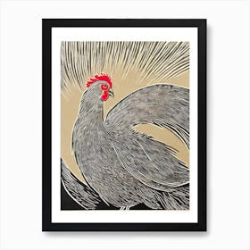 Chicken 2 Linocut Bird Art Print