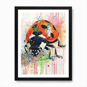 Ladybug Colourful Watercolour 3 Art Print