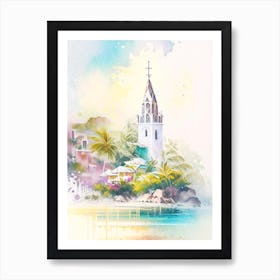 Saint Barthélemy Watercolour Pastel Tropical Destination Art Print