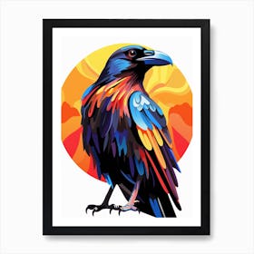 Colourful Geometric Bird Raven 2 Art Print