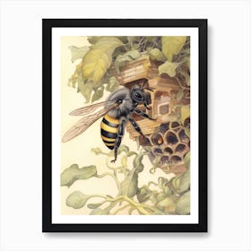 Carpenter Beehive Watercolour Illustration 4 Art Print