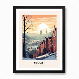 Vintage Winter Travel Poster Belfast Northern Ireland Art Print