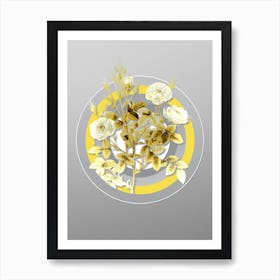 Botanical Rosier Pompon in Yellow and Gray Gradient n.074 Art Print