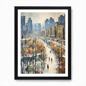 Winter City Park Painting High Line Park New York City 1 Art Print