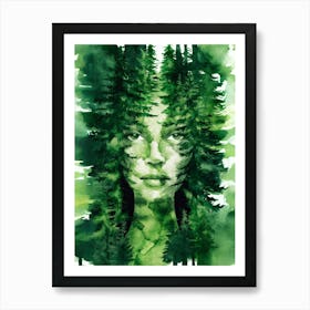 Woman In The Forest Art Print