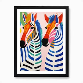 Colourful Kids Animal Art Zebra 1 Art Print