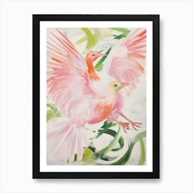 Pink Ethereal Bird Painting Kiwi Affiche