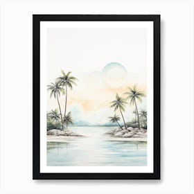Watercolour Of White Beach   Boracay Philippines 1 Art Print