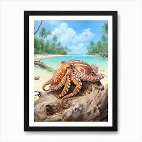 Coconut Octopus Illustration 4 Art Print