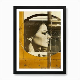 Portrait Of A Woman Vintage Beige Collage Art Print