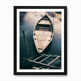 Wooden Boat Mooring Art Print