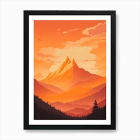 Misty Mountains Vertical Composition In Orange Tone 104 Art Print