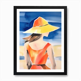 Watercolor Lady Enjoying Summer Art Print