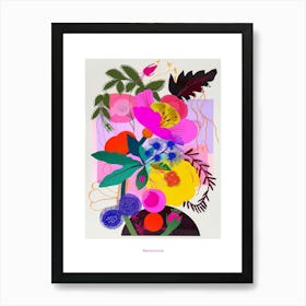 Ranunculus 1 Neon Flower Collage Poster Art Print