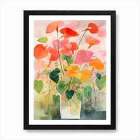 Anthurium Flower Illustration 2 Art Print
