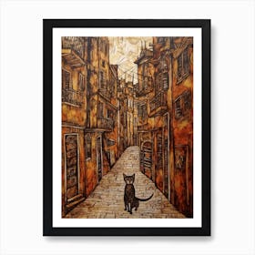 Painting Of Havana With A Cat In The Style Of Renaissance, Da Vinci 4 Art Print