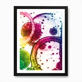 Watercolor Abstraction Colored Rings Art Print