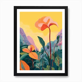 Boho Wildflower Painting Yellow Trillium 1 Art Print