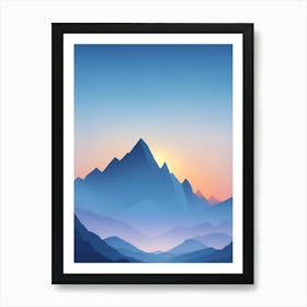 Misty Mountains Vertical Composition In Blue Tone 210 Art Print