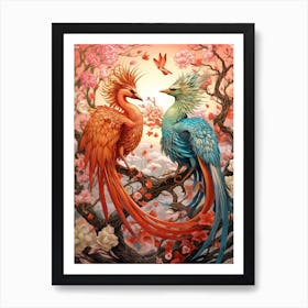 Dragon And Phoenix Illustration 4 Art Print