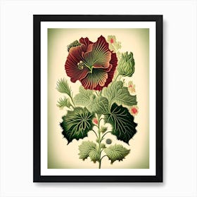 Hollyhock Wildflower Vintage Botanical 2 Art Print