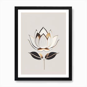 Lotus Flower In Garden Retro Minimal 5 Art Print