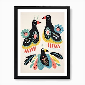 Folk Style Bird Painting Coot 4 Art Print