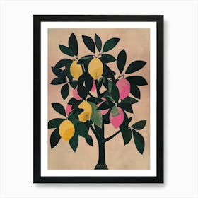 Lemon Tree Colourful Illustration 3 Art Print