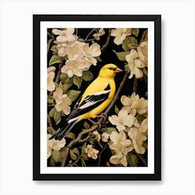 Dark And Moody Botanical American Goldfinch 1 Art Print