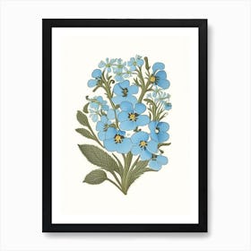 Forget Me Not Wildflower Vintage Botanical Art Print