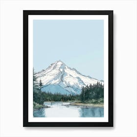 Mount Baker Usa Color Line Drawing (8) Art Print