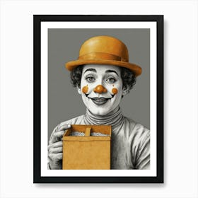 Clown With A Box Art Print