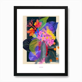 Lantana 2 Neon Flower Collage Poster Art Print