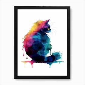 Alice In Wonderland Colourful Watercolour Cheshire Cat Art Print