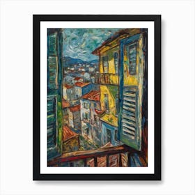 Window View Of Rio De Janeiro In The Style Of Expressionism 4 Art Print