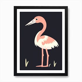 Baby Pink Flamingo Minimalistic Illustration 1 Art Print