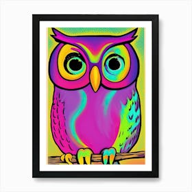 Pink Owl Painting Art Print