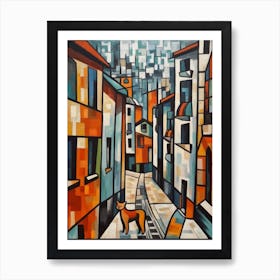 Painting Of Sydney With A Cat In The Style Of Cubism, Picasso Style 2 Art Print