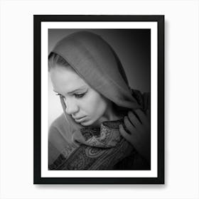 Black And White Portrait Of A Woman 3 Art Print