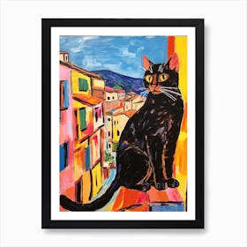 Painting Of A Cat In Siena Italy 2 Art Print