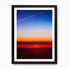 A Sweeping Panorama Of An Evening Sky Blood Red With The Setting Sun Transitions Into A Serene Moon (7) Art Print