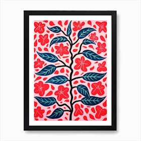 Pink And Red Plant Illustration Hoya 2 Art Print