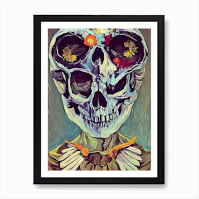 Skull With Flowers 1 Art Print