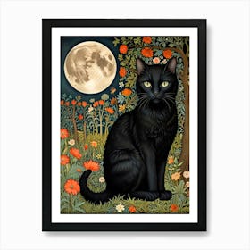 William Morris Black Cat In The Moonlight 7 Art Print