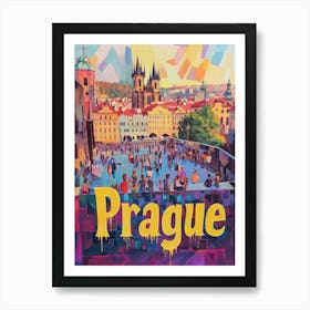 Aihrgdesign A 1970s Inspired Travel Poster For Prague 4 Art Print