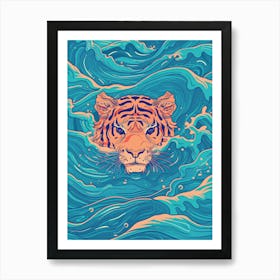 Tiger In The Ocean Art Print