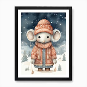 Elephant Wear Christmas Clothe Art Print